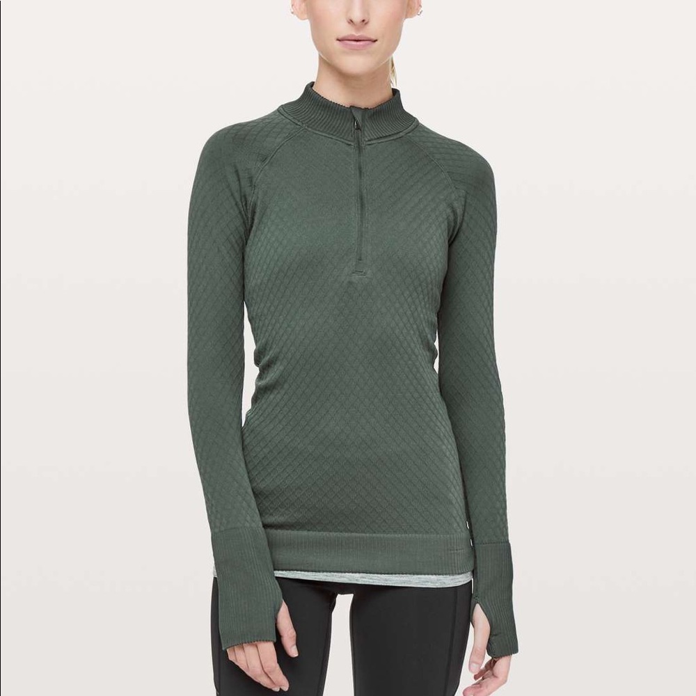 Lululemon Rest Less 1/2 Zip, size 8, Deep Ivy